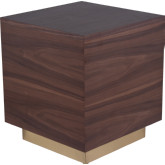 Ben Side Table in Walnut Wood Veneer on Brushed Gold Stainless